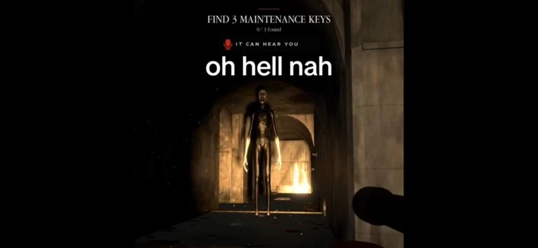 Official THRESHOLD promotional image displaying Find 3 maintenance keys, 0/3 Found, and It can hear you
